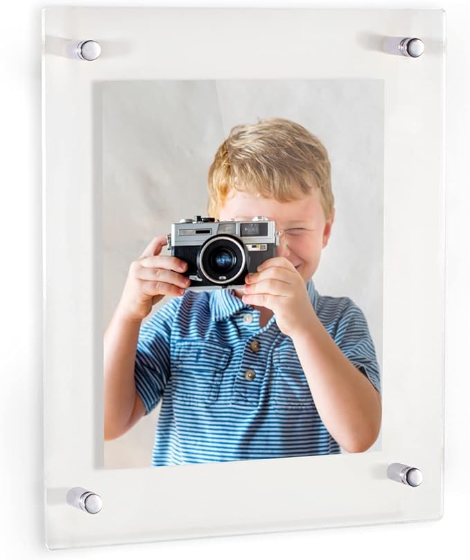 ArtToFrames Floating Acrylic Frame for Pictures Up To 12x16 inches (Full Frame is 16x20) with 13x19mm Polished Chrome Acrylic Standoff Hardware, Acrylic-109-12x16-69 Made in The USA