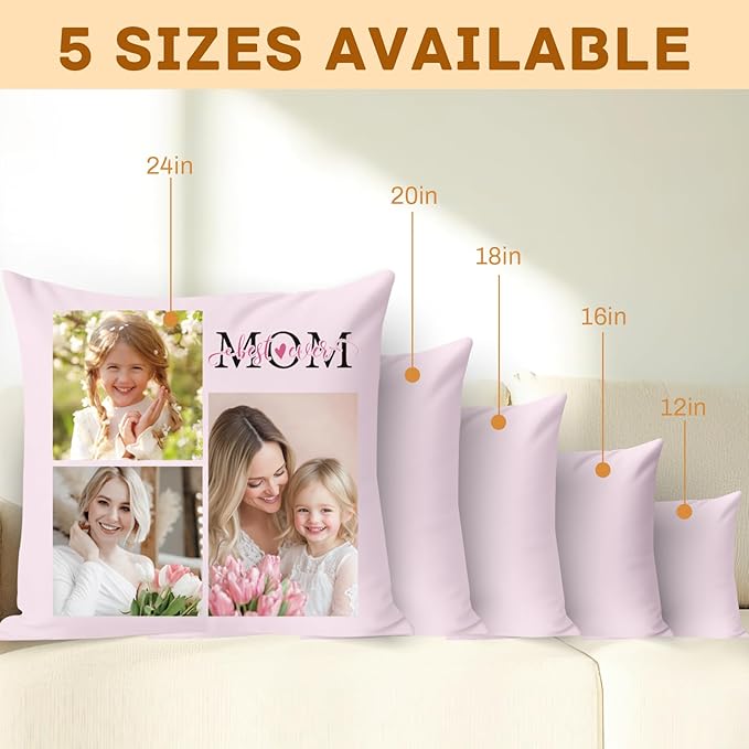 Custom Pillow with Picture & Text - Include Insert, Personalized Photo Pillow Double-Sided Printing | 5 Sizes & 10 Colors Optional, Custom Pet Memorial Gifts | Keepsake Gifts for Loved One