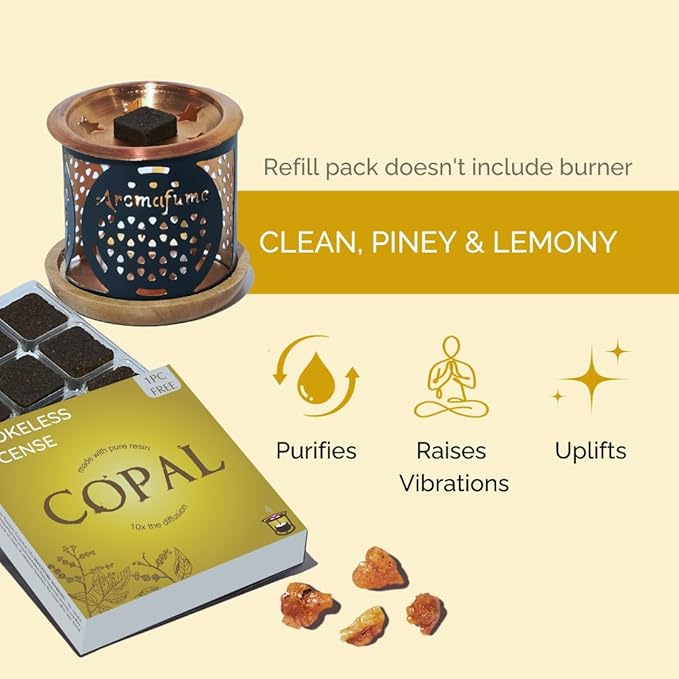 Copal Incense Bricks Refill Pack by Aromafume | 3 Trays x 9 Bricks | Protium Copal (Burseraceae) Native to Mexico | Ideal for Spiritual Cleansing & Enhanced Connection | Low-Smoke & Non-Toxic
