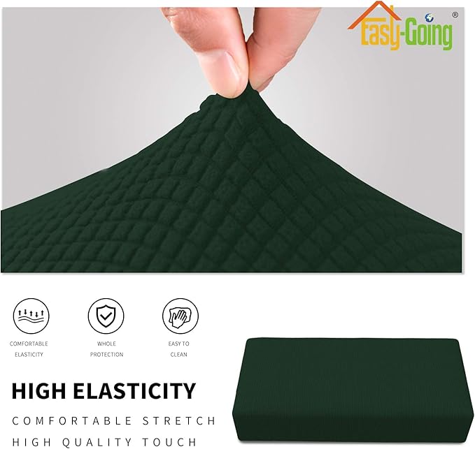 Easy-Going Stretch Ottoman Cover Folding Storage Stool Furniture Protector Soft Rectangle slipcover with Elastic Bottom (XX-Large,Dark Green)