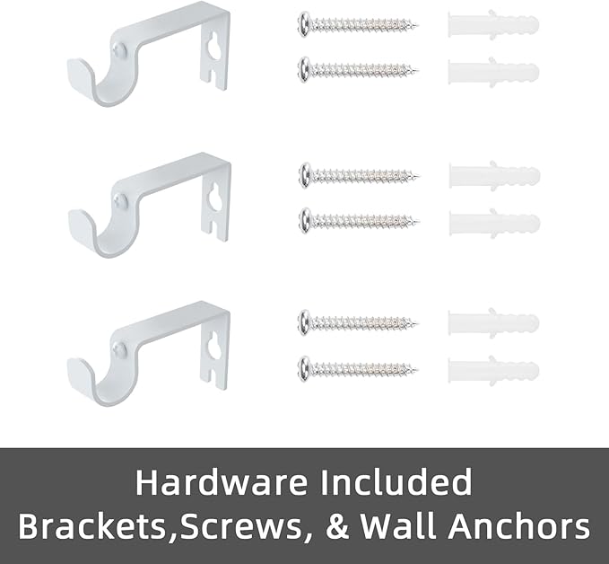 Curtain Rods for windows 66-120 inch, 5/8 inch Decorative White Splicing Heavy Duty Metal Curtain Rod set with Brackets