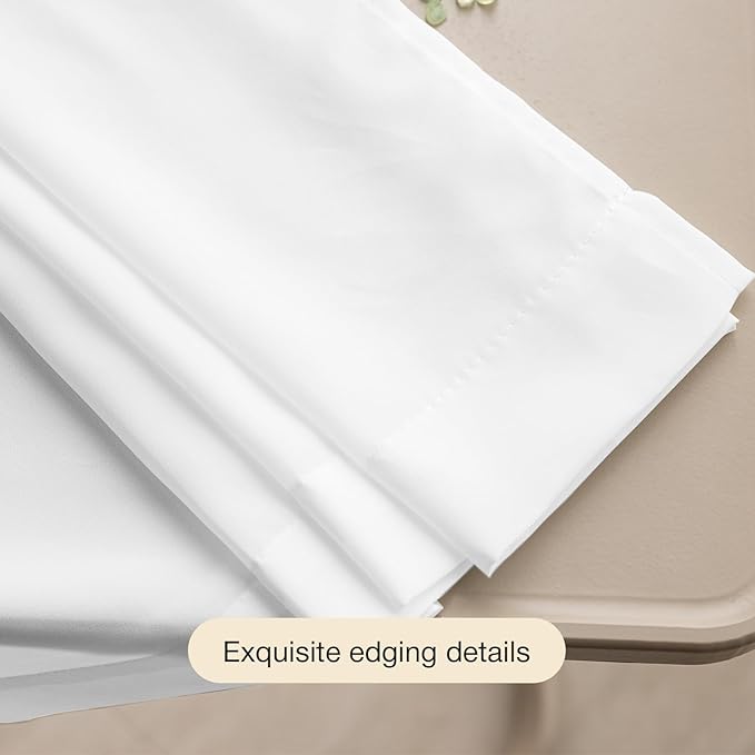 Anmao Non-See-Through Bright White Privacy Semi Sheer Curtains for Living Room 96 Inch Length 2 Panels Set, Light Filtering That Let Light In Rod Pocket Window Drapes for Bedroom, 52W x 96L,Pure White