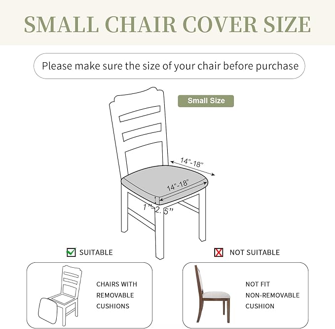 Waterproof Chair Seat Covers Set of 2 for Dining Room, Stretch Removable Washable Dining Chair Seat Slipcovers for Home, Restaurant, Banquet,Kitchen Chair Seat Cushion Protector(White, Small)