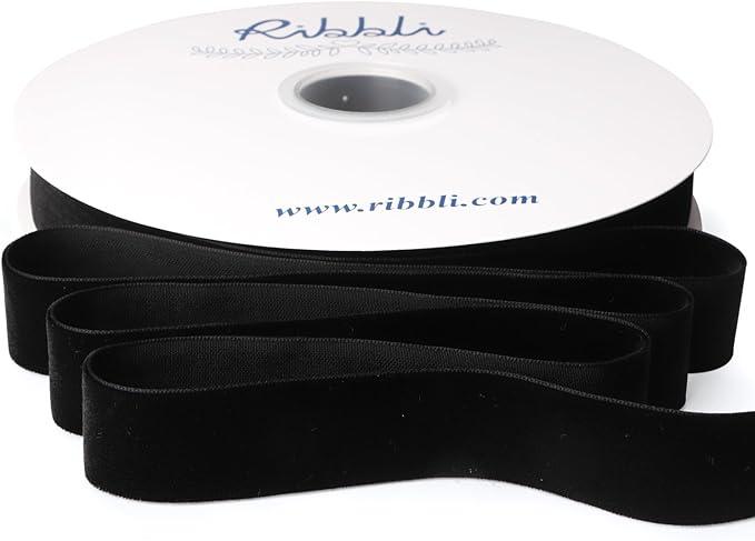Ribbli Black Velvet Ribbon 1 Inches Continuous 25 Yard Spool Black Christmas Ribbon for Gift Wrapping Crafts Home Decor