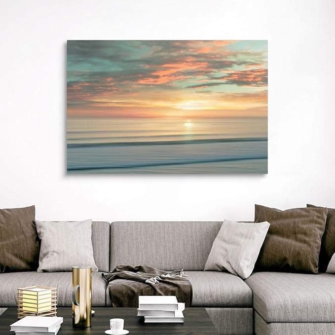 CANVAS ON DEMAND Beach Sunrise Canvas Wall Art Print by Alex Hanson, Contemporary, Home Decor, Ocean Artwork,60" x40in