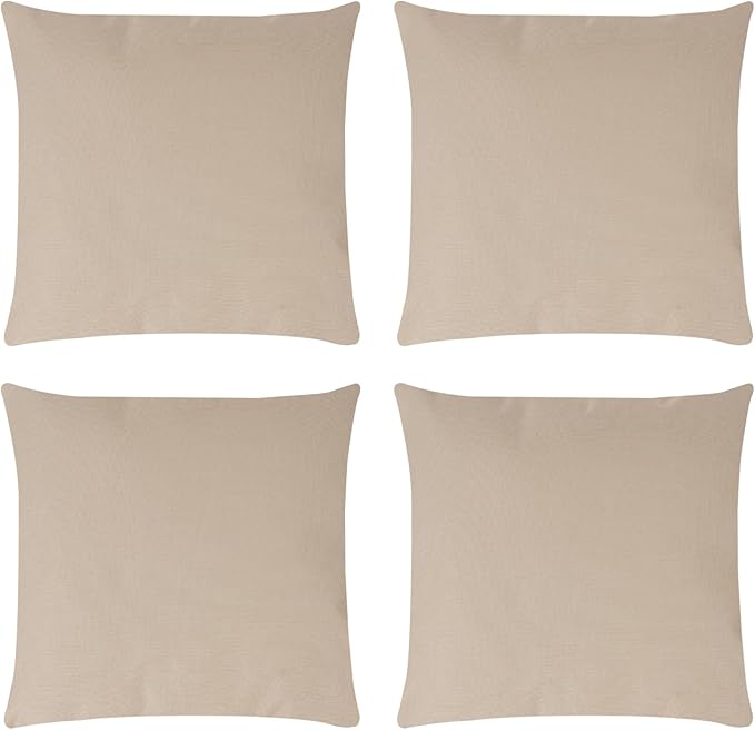 Covers & All Premium Square Throw Pillow Inserts with Covers Set of 4, 28 x 28 Inches Beige, Decorative Cushions for Couch Sofa Home Decor Office Travel UV Resistant Waterproof Soft Cushions Pillows