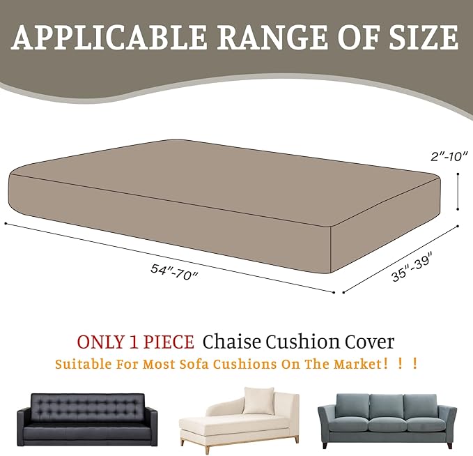 Sectional Couch Covers for Sofa Cushion L Shaped Couch Cover Washable Soft Couch Cushion Covers Stretch Sofa Slipcovers(1-Piece for Chaise or Sofa 3-Seater, Khaki)