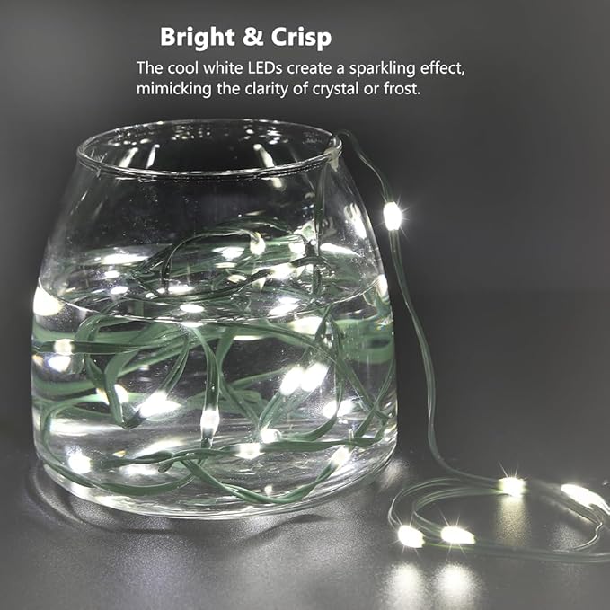 Battery Operated String Lights (4 Pack), 16.5ft 50 LED Fairy String Lights Battery Powered with Remote & Timer for Indoor Outdoor Christmas Trees Wreath Decoration Bedroom Patio - Cool White