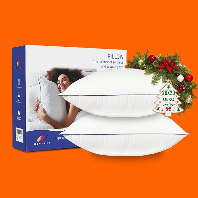 20x20 Pillow Inserts Set of 2, Machine Washable Soft Fluffy Hypoallergenic Virgin Polyester Premium Throw Pillow Stuffer, Decorative Cushion for Bed, Couch, Sofa,Indoor - White