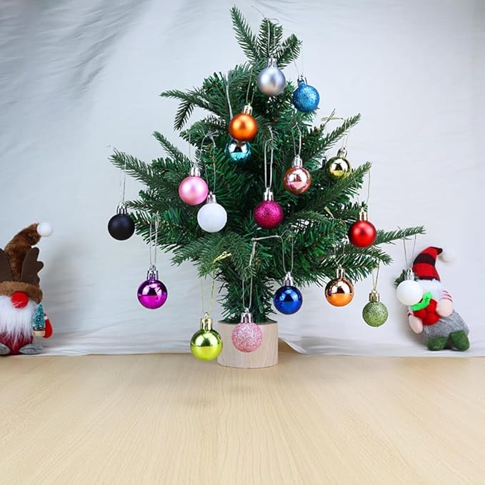 ALIMITOPIA 24pcs Christmas Ball Baubles 1.2 inches Shatterproof Plastic Hanging Balls Pendant for Tiny Xmas Tree Decoration (Tiny Size;Brown)