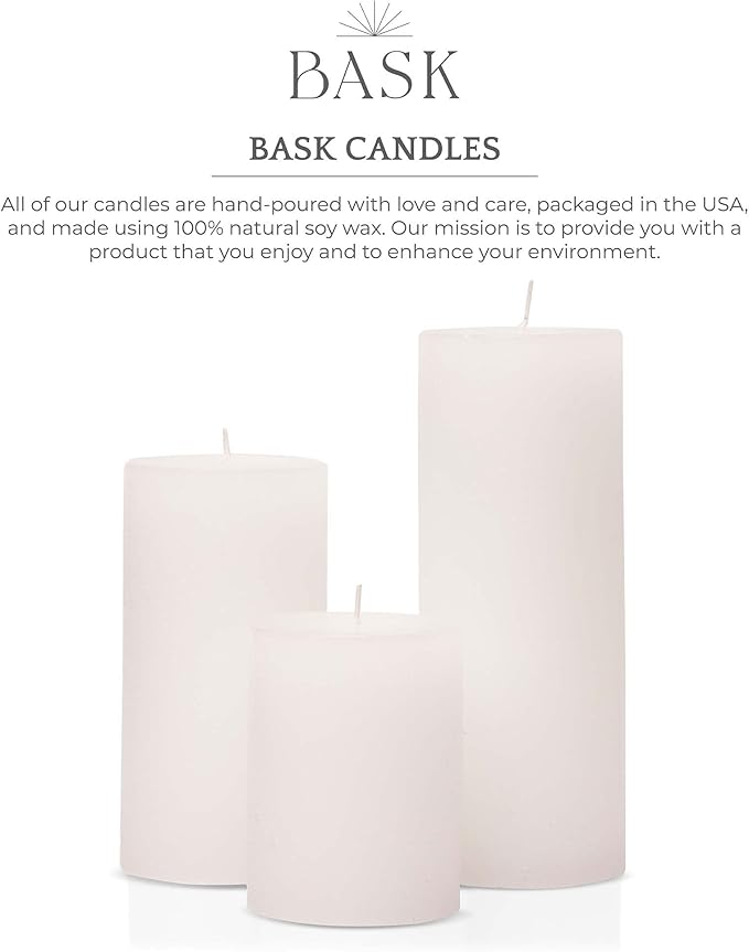 BASK Mottled Pillar Candles - Unscented White Pillar Candles Set of 3 - Dripless, Smokeless for All Occasions