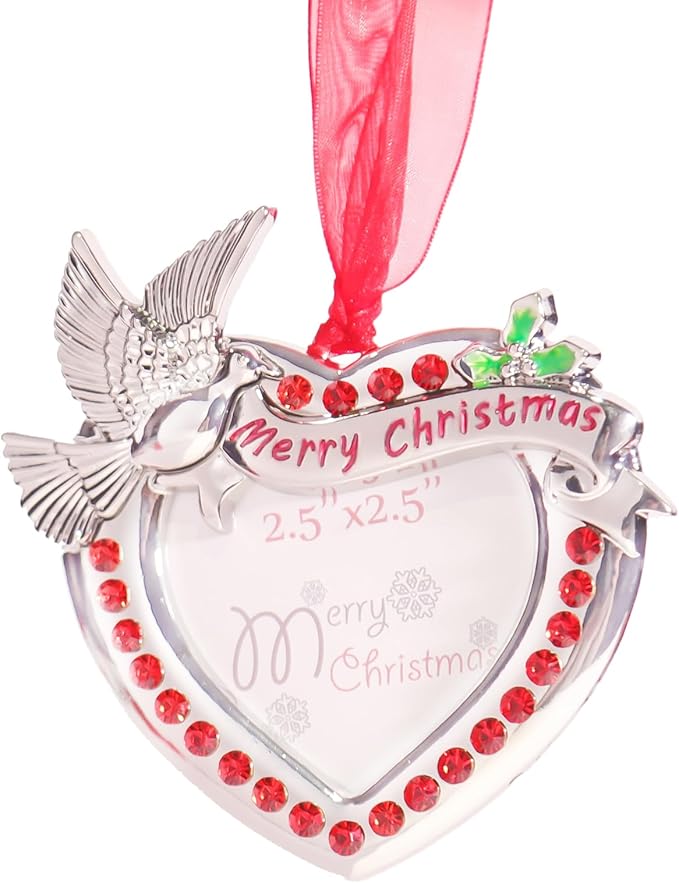Christmas Tree Ornaments Home Decor Christmas Decorations Xmas Gifts Decorations Holiday Keepsake Gift Pendant Can Insert Photos (Red Dove)