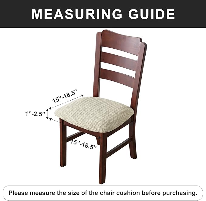 Genina Waterproof Seat Covers for Dining Room Chairs Covers Dining Chair seat Covers Kitchen Chair Covers slipcovers (Beige, 2 Pcs)