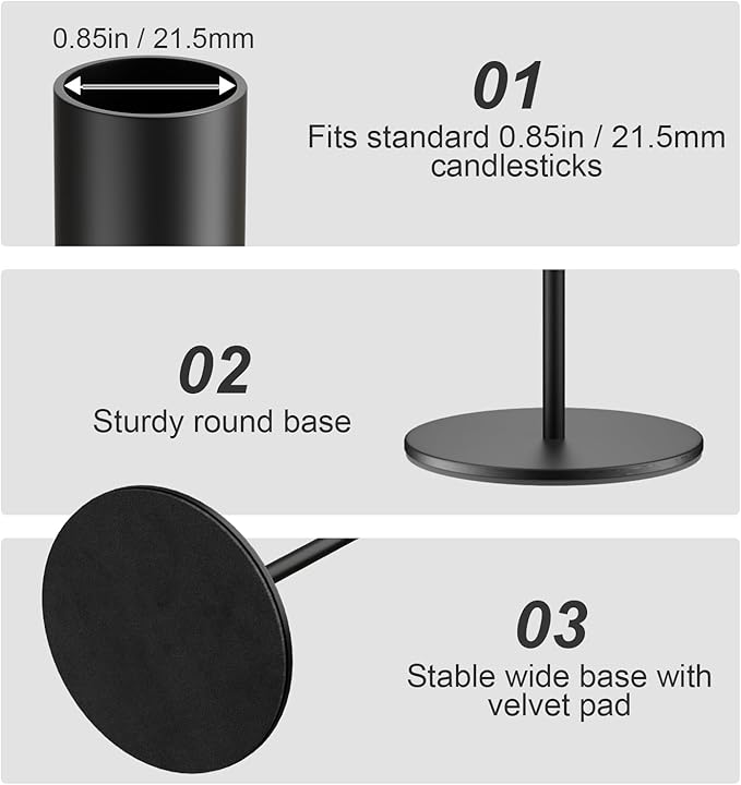 Set of 6 Black Taper Candle Holders Candlestick Holders, Decor Candle Stick Candle Holder for Table or Mantel Centerpiece, Wedding, Dinning, Party Home Decor