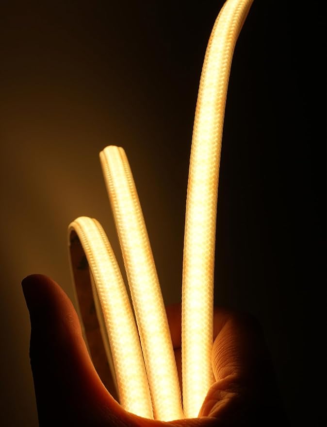 59in USB Fabric COB LED Strip Light, 3000K Warm White, Soft Glare-Free Diffused Glow, Cuttable Flexible Under Cabinet, Pantry, Kitchen & Shelf Lighting