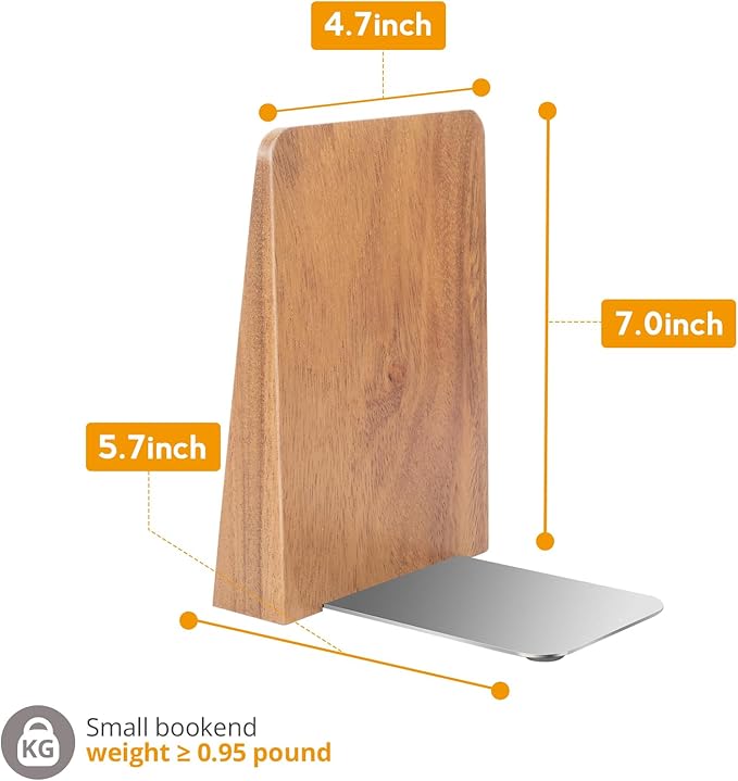 Walnut Book Ends Heavy Duty Handmade Bookends for Shelves Book Ends Decorative to Hold Heavy Books (Walnut Wood Large)
