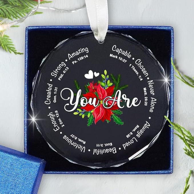 Christmas Christian Gifts for Women Men Faith - Glass Christmas Ornaments 2025 - Catholic Religious Spiritual Gifts for Women, Inspirational Motivational Gift, Stocking Stuffers Ornament