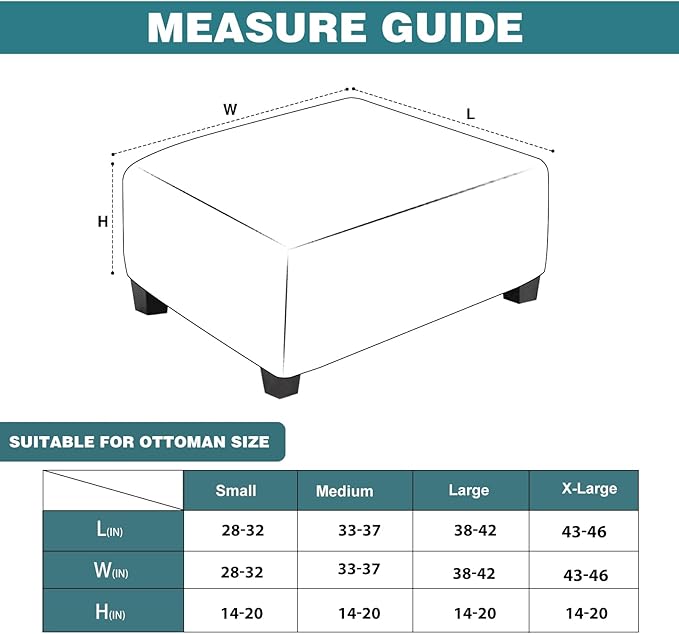 NeColorLife Ottoman Cover Square Waterproof Ottoman Slipcover Thick Storage Footrest Stool Covers Furniture Protector for Pets(Small Size,Light Gray)