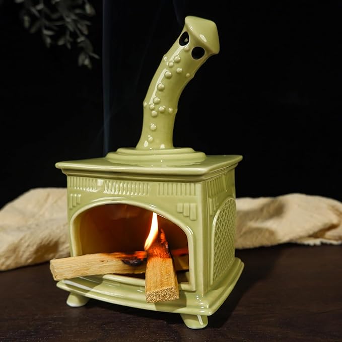 Light Green Handmade Ceramic Palo Santo Holder for Yoga, Meditation & Energy Cleansing - Versatile Dish for Wood Sticks, Sage Ash Catcher & Cone Burner - Unique Gift for Meditation Enthusiasts
