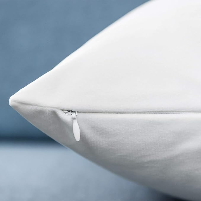 JUSPURBET White Throw Pillow Covers Set of 2 Decorative 22x22 Velvet Pillow Covers for Couch Sofa Bed Soft Cushion Covers Cases with Invisible Zipper for Living Room Home Decor