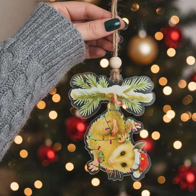 Opossum Christmas Ornament - Possum Ornaments for Christmas Tree - Funny Possum Gifts for Women - Opossum Ornament - Cute Animals Opossums Lovers Gifts - Acrylic Christmas Ornament 2025