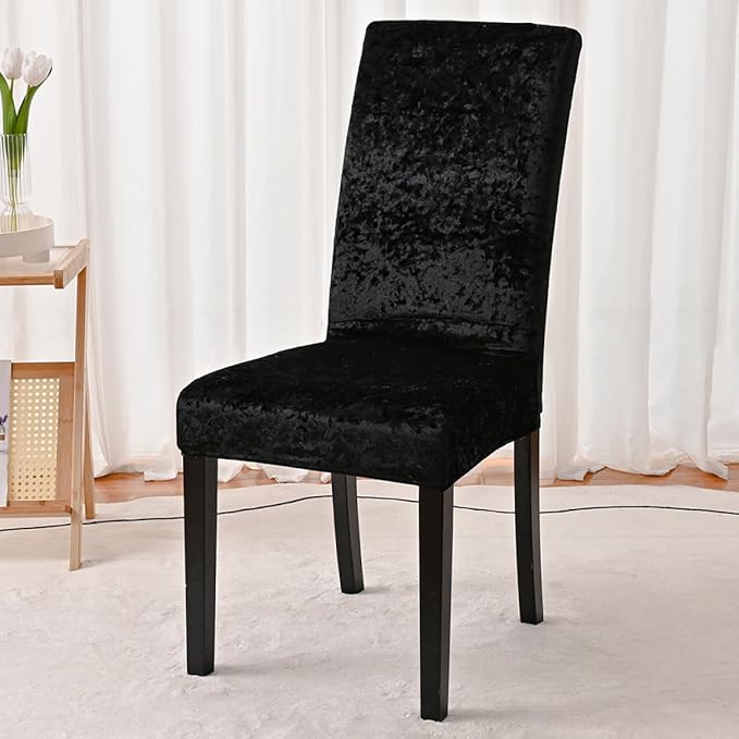 BESPORTBLE Elastic Stretch Dining Chair Slipcover Protector Wrinkle-Resistant Washable Seat Cover with Sewn-in Band Comfortable Slipcovers for Dining Chairs Easy Fit and Storage Black