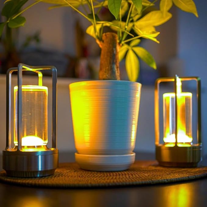 Klarako Crystal Lantern Lamp – Modern Cordless Rechargeable Bedside & Outdoor Light, Portable Wireless Lamp – Dimmable Touch Control – Luxury Living Room & Hotel-Style Lighting (Black, 5-Pack)