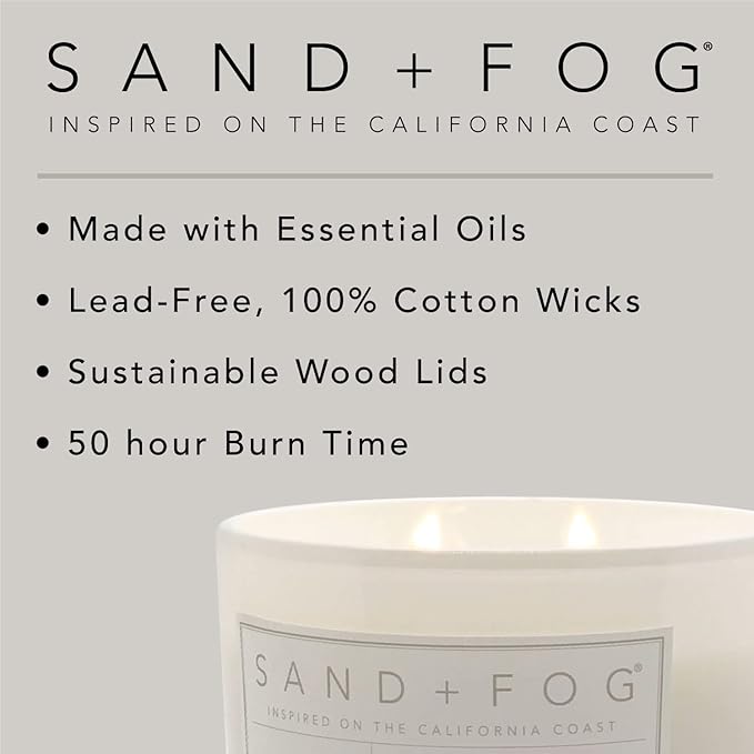 Sand + Fog Scented Candles - Pumpkin Spice - Additional Scents and Sizes - 3 Wicks 100% Cotton Lead-Free - Luxury Air Freshening Jar Candles - Perfect Home Decor - 21 oz
