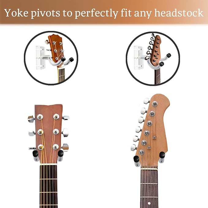Guitar Wall Mount 2 Pack, Acrylic Guitar Hanger, U-Shaped Guitar Wall Hanger Mount, Guitar Holder Hook Stand Wall for Acoustic, Electric Guitar, Banjo, Bass, for Guitar Player Men Boy