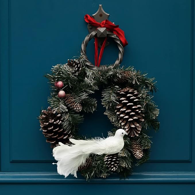 Yolococa White Birds Chirstmas Tree Decoration Bird, 10x2x3 inches, 2pcs