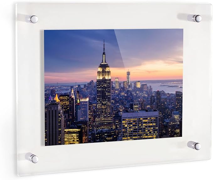 ArtToFrames Floating Acrylic Frame for Pictures Up To 12x16 inches (Full Frame is 16x20) with 13x19mm Polished Chrome Acrylic Standoff Hardware, Acrylic-109-12x16-69 Made in The USA