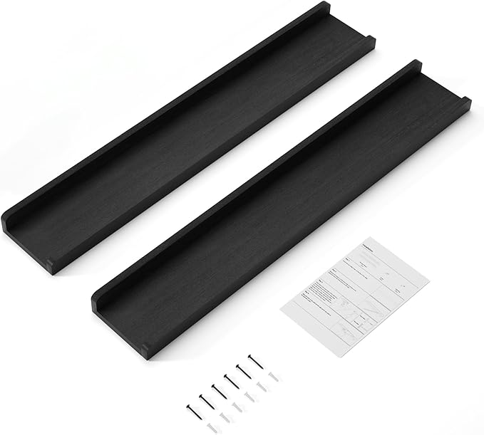 Love-KANKEI 36 Inch Long Floating Shelves Wall Mounted Set of 2, Large Wood Wall Shelves for Storage,Rustic Hanging Shelves for Display,Bedroom, Living Room,Bathroom,Kitchen, Black