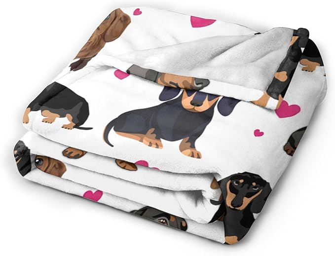 Tijuboni Dachshund Throw Blanket Dog Gifts for Girls Boys Women Men Kids Adults Soft Flannel Fleece Blanket for Couch Sofa Bed Home Decor 40"x50"