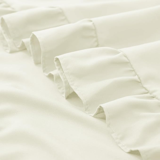 KKJIAF Ruffle Pillow Cases 24x24 Inches, Beige Square Ruffled Pillow Covers Set of 2, Microfiber Wrinkle Resistant Pillow Shams with Envelope Closure for Sofa Bed Living Room