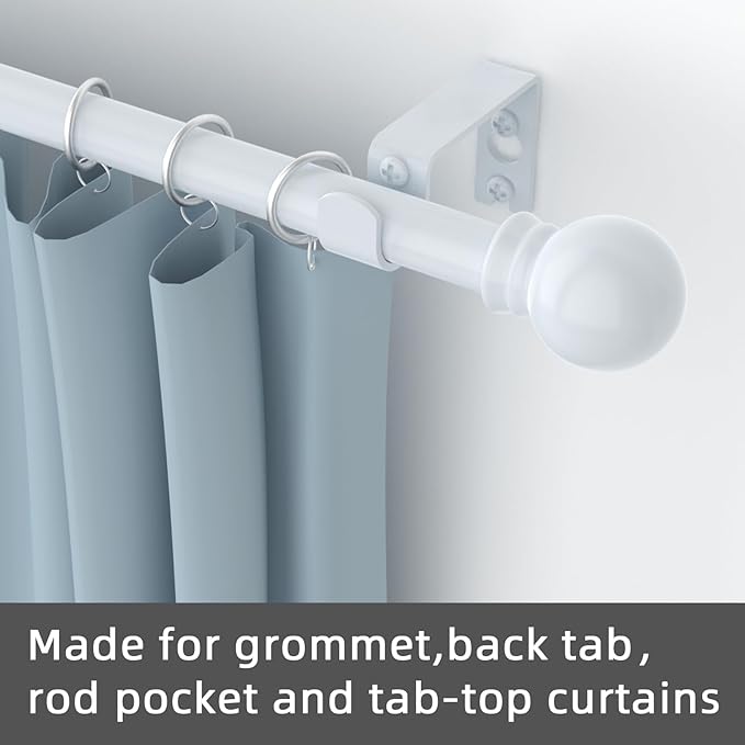Curtain Rods for windows 28-78 inch, 5/8 inch Decorative White Splicing Heavy Duty Metal Curtain Rod set with Brackets
