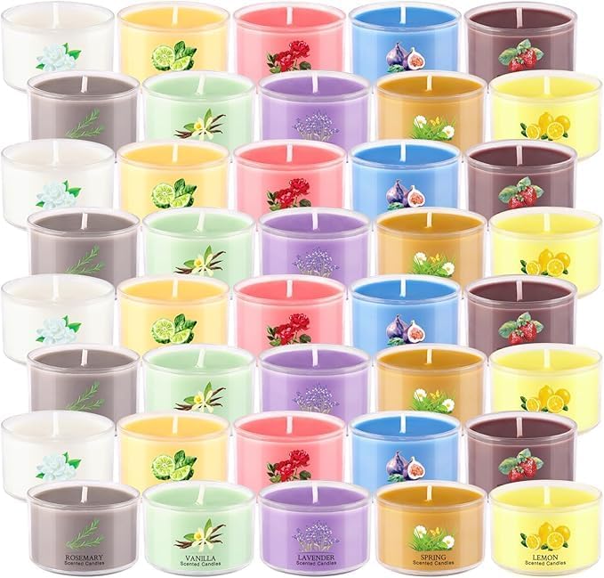 40 Pack Scented Candle Set, 10 Fragrances, 35g Natural Soy Wax Candles with Smokeless Cotton Wicks, Ideal for Home Decor, Yoga, Meditation, Spa & Gifting.Mother's Day，Christmas，Aromatherapy