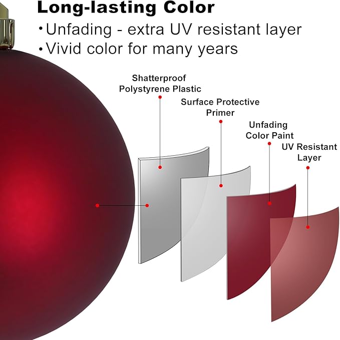 Maroon 3.2" Large Christmas Balls - Christmas Tree Decoration Ornaments Shatterproof Hanging Balls for Birthday Halloween Holiday Wedding Decorations Set of 10pcs
