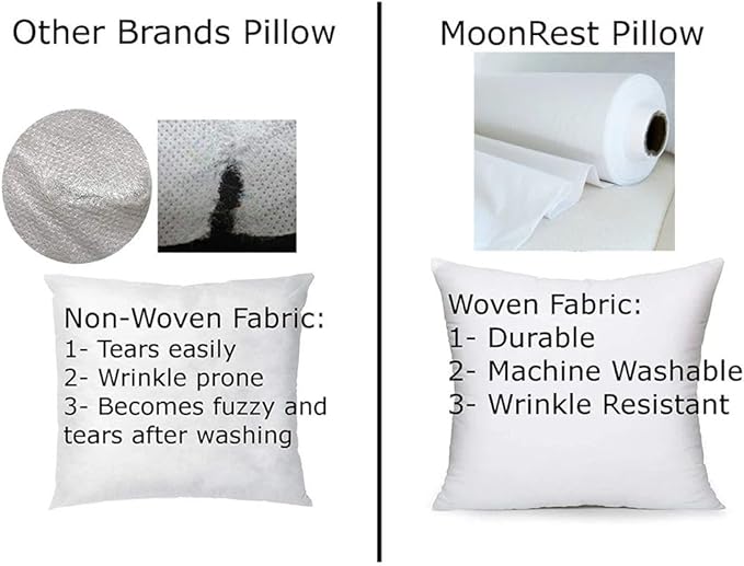 MoonRest® 16x24 Inch Synthetic Down Alternative Rectangle Pillow Insert Form Stuffer for Sofa Shams, Decorative Throw Pillow, Cushion and Bed Pillow Stuffing - Hypoallergenic 16“X 24”