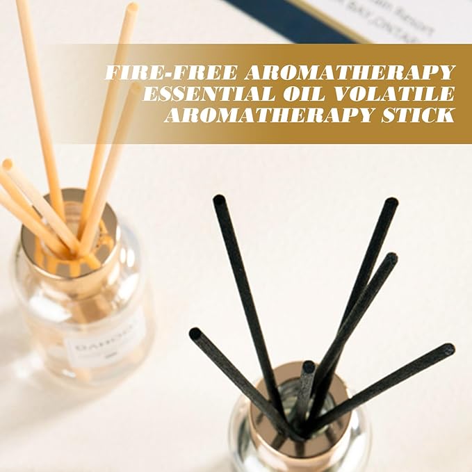 VALICLUD 60Pcs Aroma Diffuser Sticks Black Fiber Replacement Volatile Rods for Essential Oil Diffusers Home Fragrance Aromatherapy