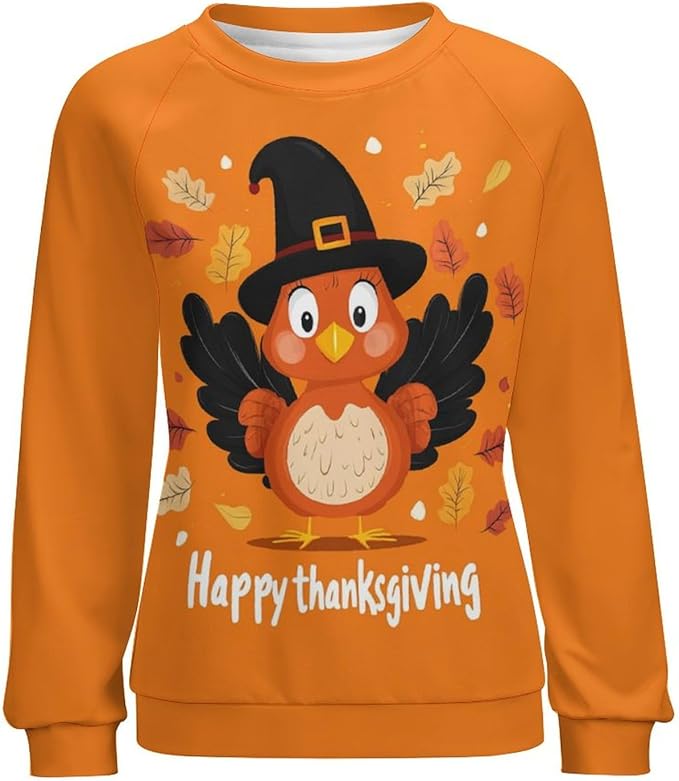 Womens Thanksgiving Sweatshirt Oversized Crewneck Pullover Casual Graphic Long Sleeve Shirts