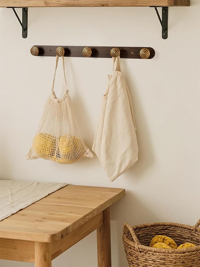 1 Pack Coat Rack Wall Mounted Antique Brass Wood Towel Hooks for Bathrooms Wall Hooks for Hanging Coat Robe Hooks Kitchen Decorative Heavy Duty Zinc Alloy