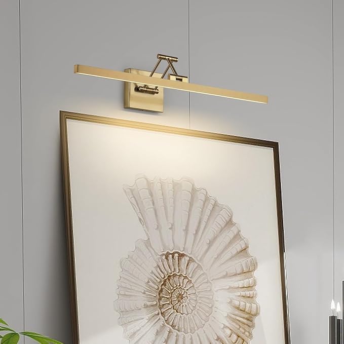 LED Brass Hard-Wired Connection Gallery Picture Light for Paintings Gold Lighting Fixtures Dimmable Modern LED Picture Lights Artwork Display Lighting 23.6 Inch 14W 3000K Warm White