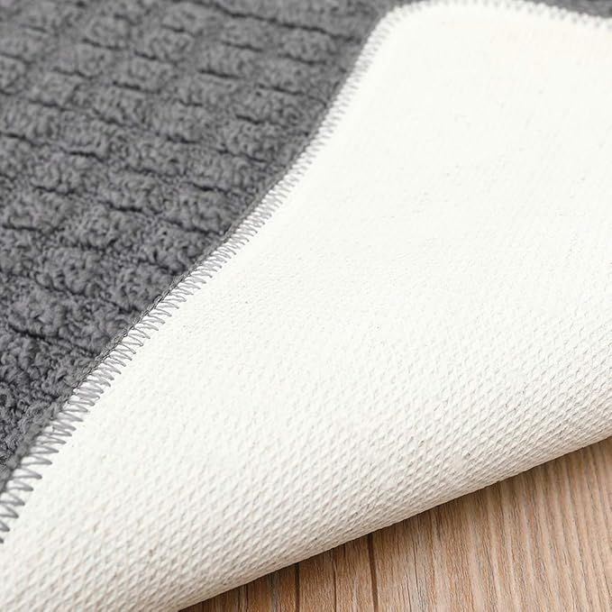COSY HOMEER 32X20 Inch Anti Fatigue Kitchen Rug Mats are Made of 100% Polypropylene Half Round Rug Cushion Specialized in Anti Slippery and Machine Washable (Grey 2pcs)