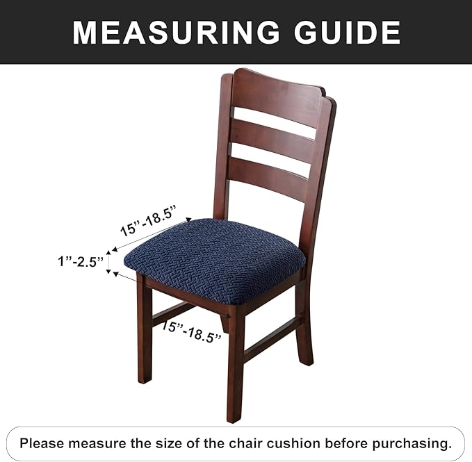 Genina Waterproof Seat Covers for Dining Room Chairs Covers Dining Chair seat Covers Kitchen Chair Covers slipcovers (Navy Blue, 6 Pcs)