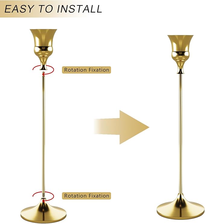 Candlestick Holders Gold, 6 Packs Taper Candle Holder for Candlesticks, Candle Sticks Holder Decor for Home Decor