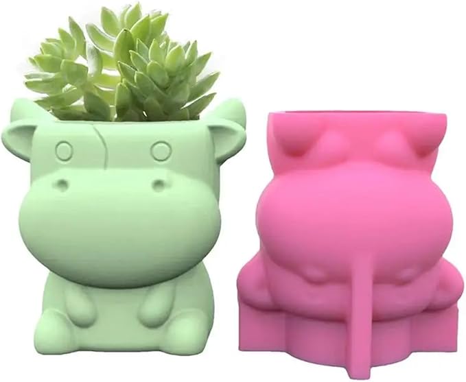 Cow Shape Concrete Flower Pot Silicone Mold Succulent Planter Vase Cement Clay Mold Plaster Epoxy Resin Pen Holder Mould