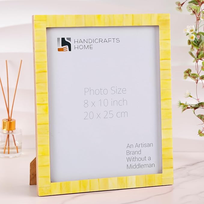 Handicrafts Home Yellow 8x10 Picture Frame for Modern Minimalist Home Decor, Wedding Gift, Farmhouse Wall Decor, Boho Shelf Styling, Vintage Bone inlay Frames for Aesthetic & Living Room Picture Frame