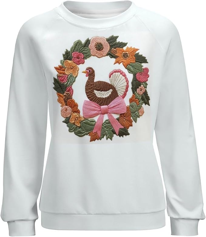 Womens Thanksgiving Sweatshirt Oversized Crewneck Pullover Casual Graphic Long Sleeve Shirts