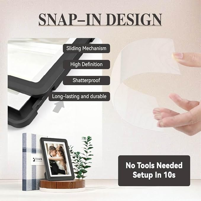 Black 5x7 Picture Frame with Acrylic Front 10 Pack, ABS Frame for 5x7 or 4x11 Photos, Shatterproof UV-Resistant Tabletop Photo Frame, Vertical/Horizontal Display for Home Décor