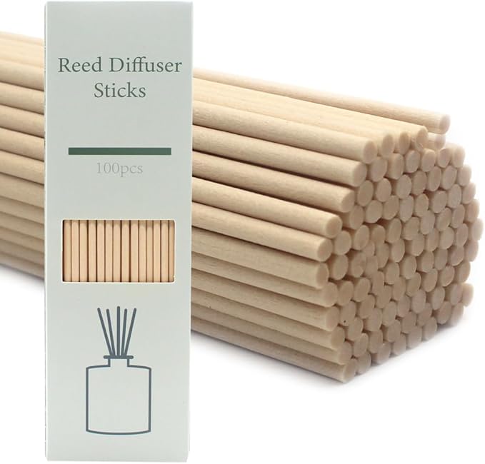 100PCS Aromatherapy Volatile Sticks，Reed Diffuser Sticks 3mm in Diameter, Rattan Wood Sticks Essential Oil Aroma Diffuser Sticks Refill Replacement for Aroma Fragrance (Primary Color, 8 in)
